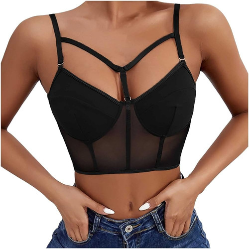 Crop Top Halter Mujer Top Corto Sexy Corset Con Tirantes C1.