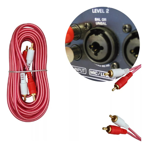 Cable De Audio Rca 2 Plugs Machos Dorados 4.5 Metros 080-115