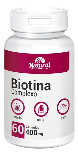 Biotina Complexo Cabelo Unha Pele 60 Cápsulas Só Natural
