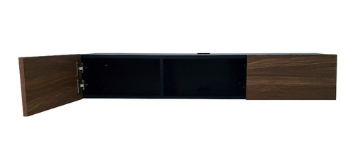 Repisa Escritorio Flotante Con Puertas Para Tv Minimalista Color Negro Mate / Cafe