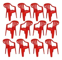 Comprar Conjunto 12 Cadeiras De Plástico Poltrona Vermelha Até 182kg