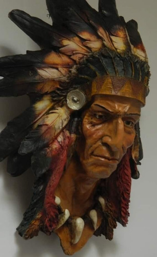 Cabeza Apache Indio Resina 51 Cms Artesania Figura Pared