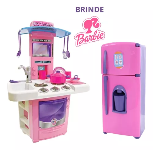Cozinha Menina Infantil Serve Para Barbie Fogão E Geladeira na Americanas  Empresas