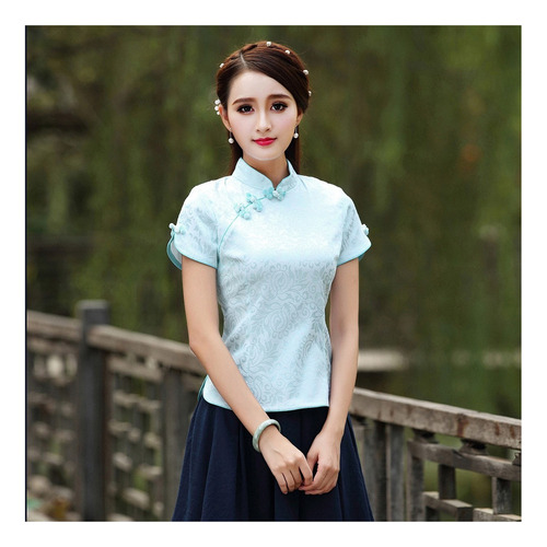 Top De Mujer Informal Y Cómodo De Estilo Tradicional Chino.