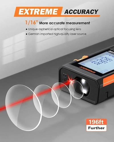 Imagen 6 de 9 de Medidor Distancia Distanciómetro Laser 60m Niveles Hd-60