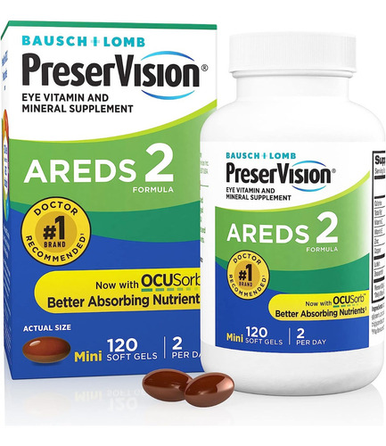 Preservision Areds 2 Formula Bausch + Lomb 120 Gel Soft Sabor sem