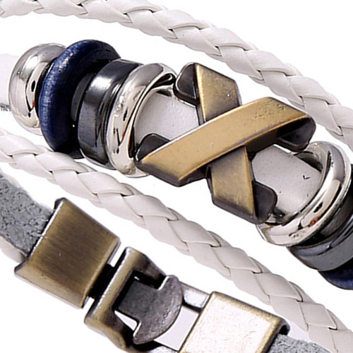 2 Paquete De 2 A 4 Pulseras De Cuero Trenzado A La 2 Piezas