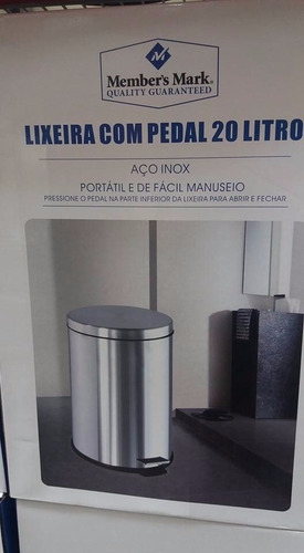 Lixeira  Aço Inox 20 Lts Balde Interno Removível