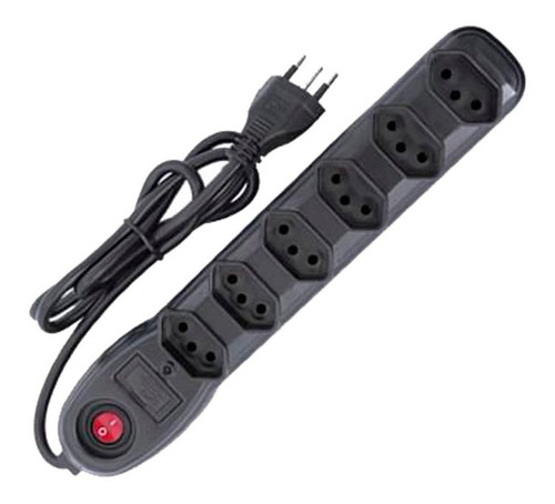 Régua Extensão Elétrica 6 Tomada Filtro Linha Bivot Cor Preto