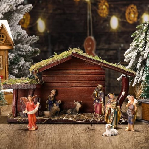 Belén Estable Para Navidad, Decoración De Madera