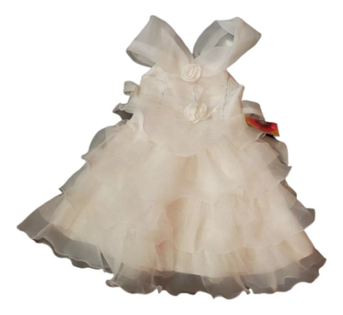 Vestido Infantil Festa Florista   Off White  Creme 