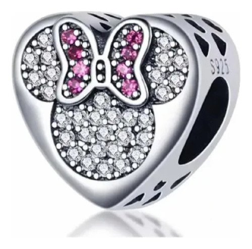 Charm Corazón Minnie Mouse Circones Plata 925 Silver Heart