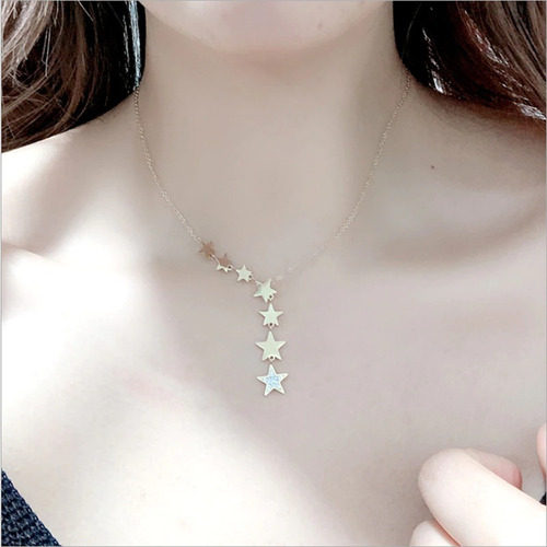 Imagen 7 de 9 de Collar Mujer Estrellas Cristales Acero Inoxidable Elegante