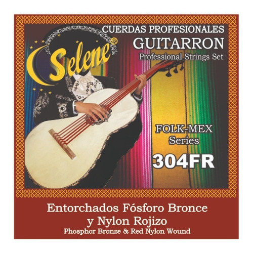 Jgo De Cuerdas Selene Para Guitarron Nylon Rojizo Mod 304fr