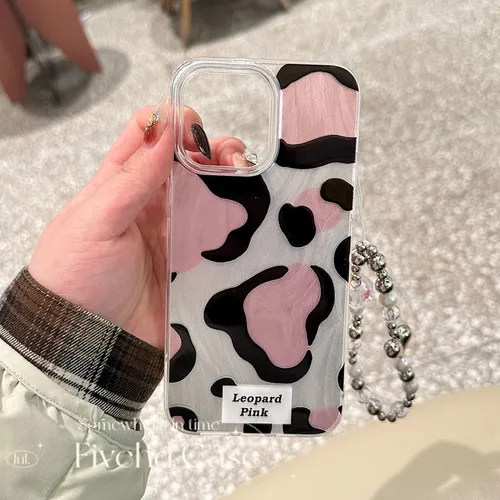 Carcasa Ins Trendy Chic Con Diseño De Leopardo Rosa Para Oppo A16 A15 A17 A1