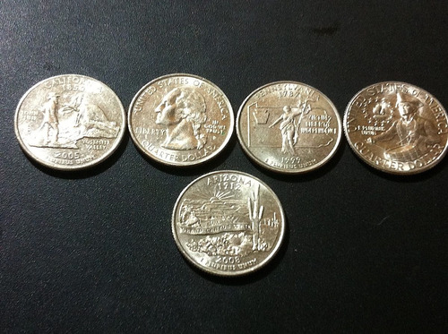 5monedas Estados Unidos Quarter Dollar Set De 5 Estados Ex.f