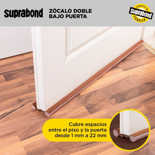 Imagen 4 de 10 de Zócalo Burlete Suprabond Doble Bajo Puerta 120cm - Marrón
