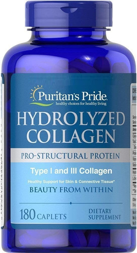 Colágeno Hidrolizado Puritan's Pride, 0.035 Oz, 180 cápsulas