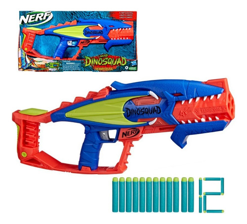 Lanzador De Dardos Nerf Dinosquad Terrodak 12x