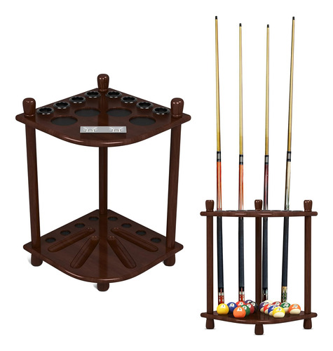 Pool Stick Holder - Cue Rack Only - Wood Stand Holds 8 Billi