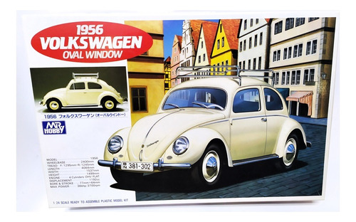 Modelo Para Armar Maqueta 1/24 Vw Fusca 1956 Ventana Ovalada