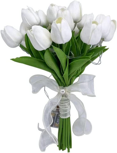 Flores Artificiales 15 Tulipanes C/luces Led Navidad Deco -w