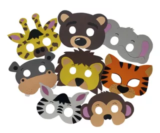 Kit 6 Máscaras Animais Safari
