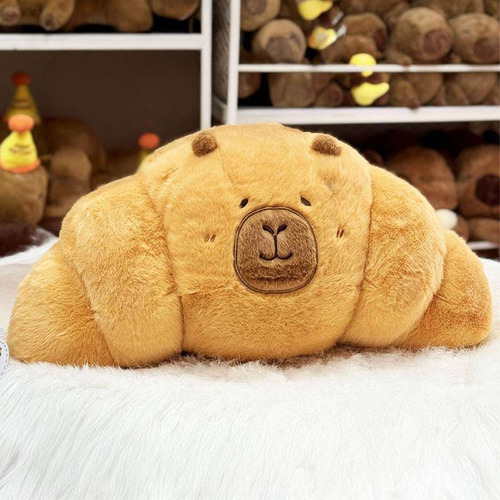 Peluche Almohadón Capibara Croissant Kawaii 60 Cm Importado Marrón