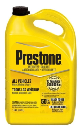 Coolant Refrigerante 50/50 Prestone Todo Vehículo G2 1 Gal