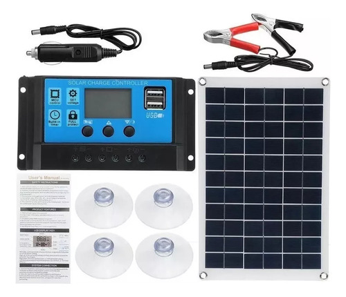 Controlador Lcd Con Panel Solar 60a, 12 V, 100 W, Furgoneta,