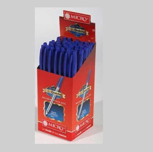 Bolígrafos Micro Dolche X 50 Azul Birome Lapicera 1mm Fijo