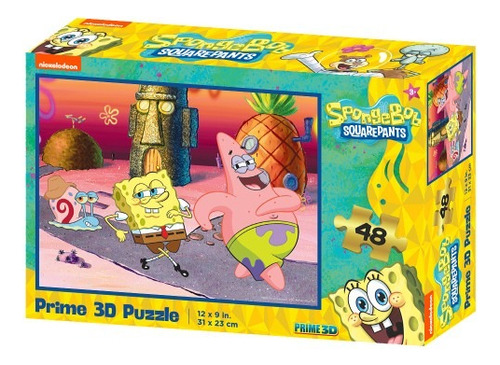 Quebra Cabeça 3d Bob Esponja E Patrick 48 Peças Multikids