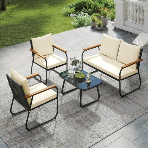 Sillas Para Jardin Con Mesa Y Reposa Brazos Amarillo Gpl