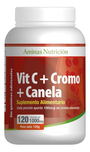 Vitamina C + Cromo + Canela 1000mg. 120 Cápsulas. Aminas