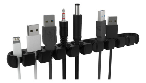 2 Organizador Para 10 Fios Cabos Usb Adesivo Fita Dupla Face Cor Preto