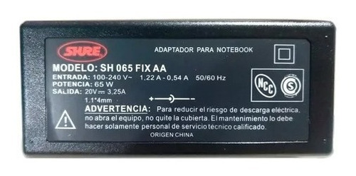 Imagen 4 de 10 de Cargador Notebook Universal 65w 3.25a 20v 11x4mm Pin Inside