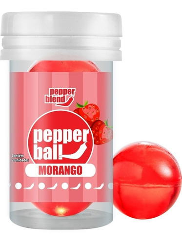 Pepper Blend Bolinha Explosiva Lubrifica Hot Ball Plus C/2 Sabor Morango