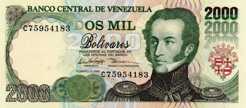 Billete 2000 Bolívares 10 De Febrero 1998 Serial C8