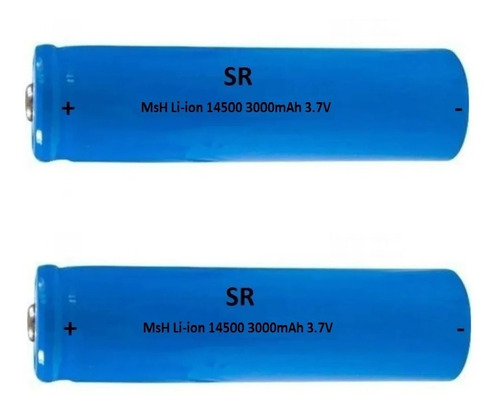 Kit 2 Bateria Recarregável Li-ion 14500 3.7v Lanterna Led