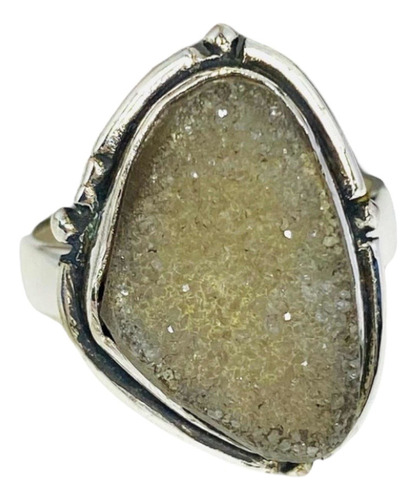 Anillo Plata 925, Drusa De Titanio 100% Natural Adrusat-023