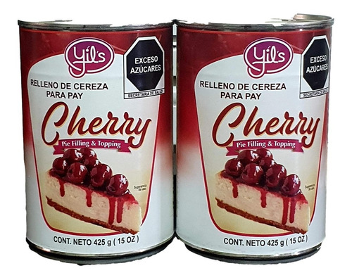 2 Pack Cereza 100% Pure Relleno Pay Cherry Yils 425grs