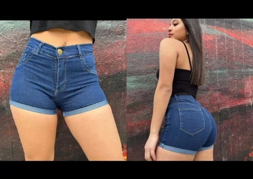 Short Jean Denim Mujer Elastizado Tiro Alto Talles Y Colores