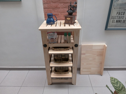 Mueble Verdulero 3 Canastos Y Estante + Tabla De Amasar