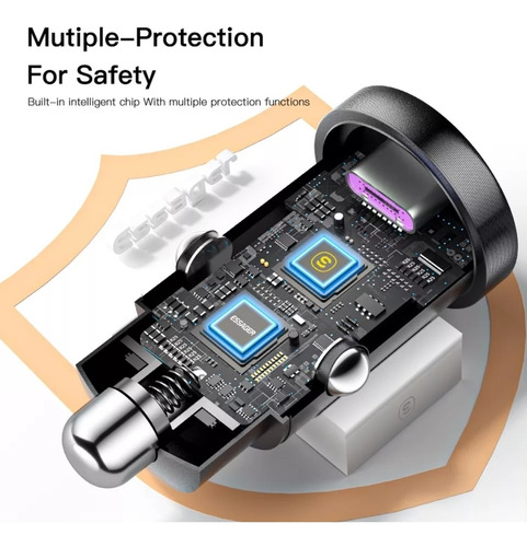 Imagen 3 de 5 de Cargador Rapida Auto 30 W / 5 A / Usb Y C / Essager