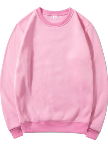 Saco Buzo Cuello Redondo Unicolor - Estilo Unisex Rosado 