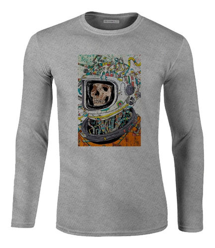 Camiseta Manga Larga Esqueleto Astronauta Tecnología Inp Ikl