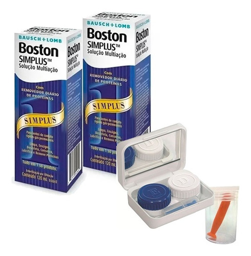 Solução Boston Simplus  120ml  2 Caixas + Estojo Com Ventosa