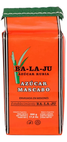 Azúcar Mascabo Integral De Caña Balajú X 500 Gr