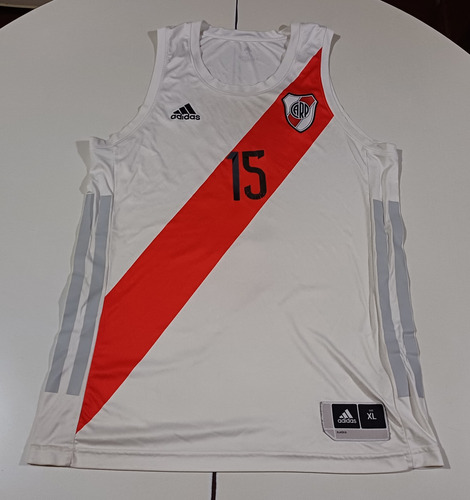 Camiseta Básquet River 2022 Blanca #15, Talle Xl