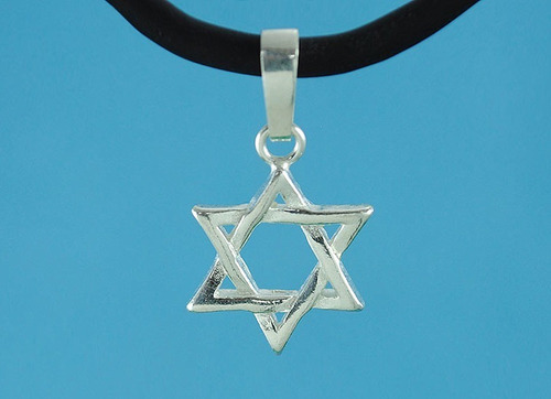 Imagen 2 de 3 de Dije Estrella De David Plata Ley .925 Incluye Collar Caucho